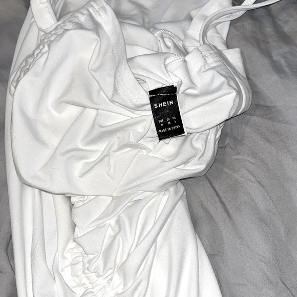 SheIn White Drawstring Rushed Dress - Picture 13 of 14